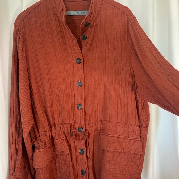 Raquel Allegra Terracotta Utility Jacket Cotton Gauze Size M - Picture 8 of 11